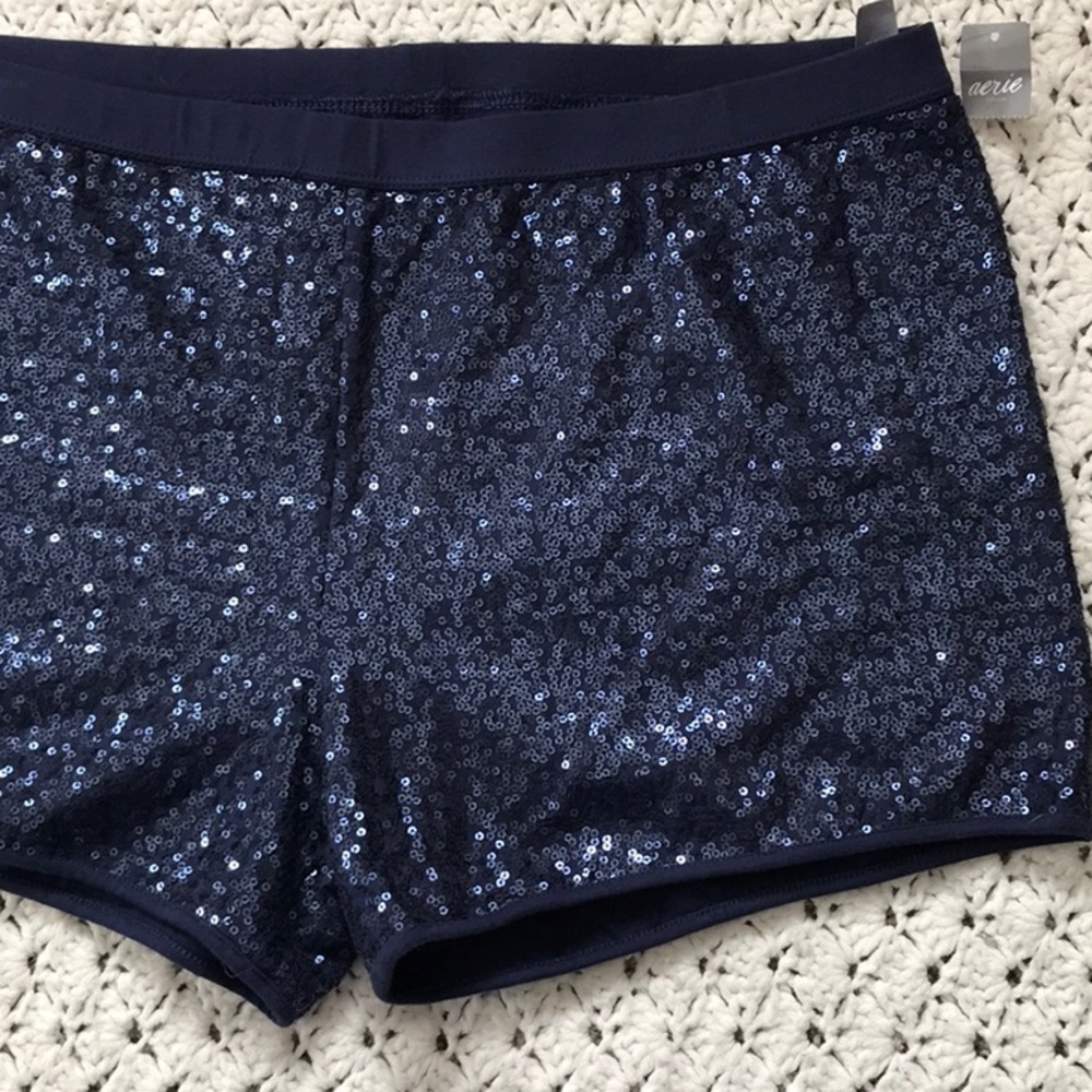 Aerie Navy Sequin Women Shorts - Picture 2 of 4